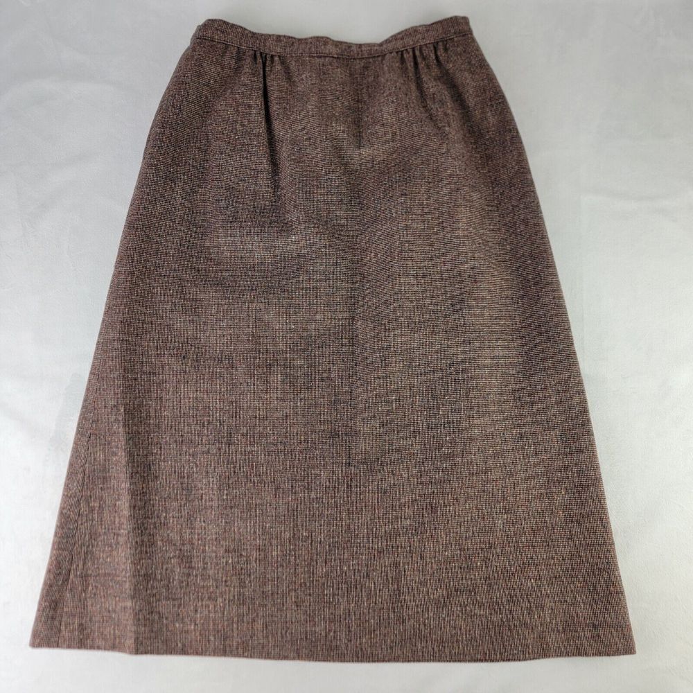 Pendleton Vintage Pure Virgin Wool Size 6? Pencil Skirt Brown Pockets Zip Back - Picture 2 of 10